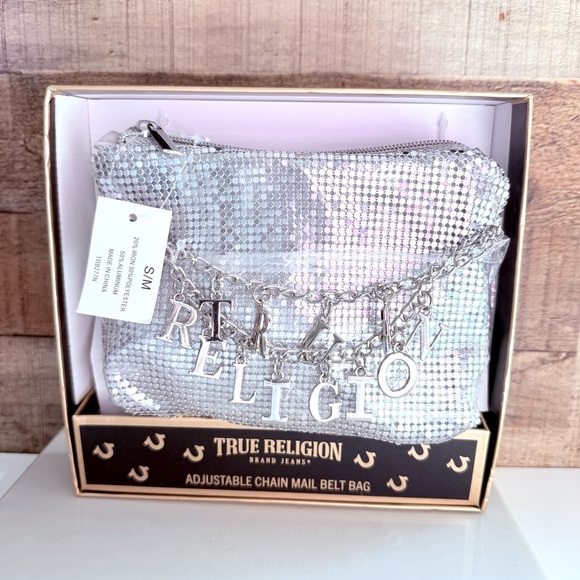NIB True Religion Silver Metallic Silver Mesh Chain Mail Waist/Belt Bag - Picture 2 of 5